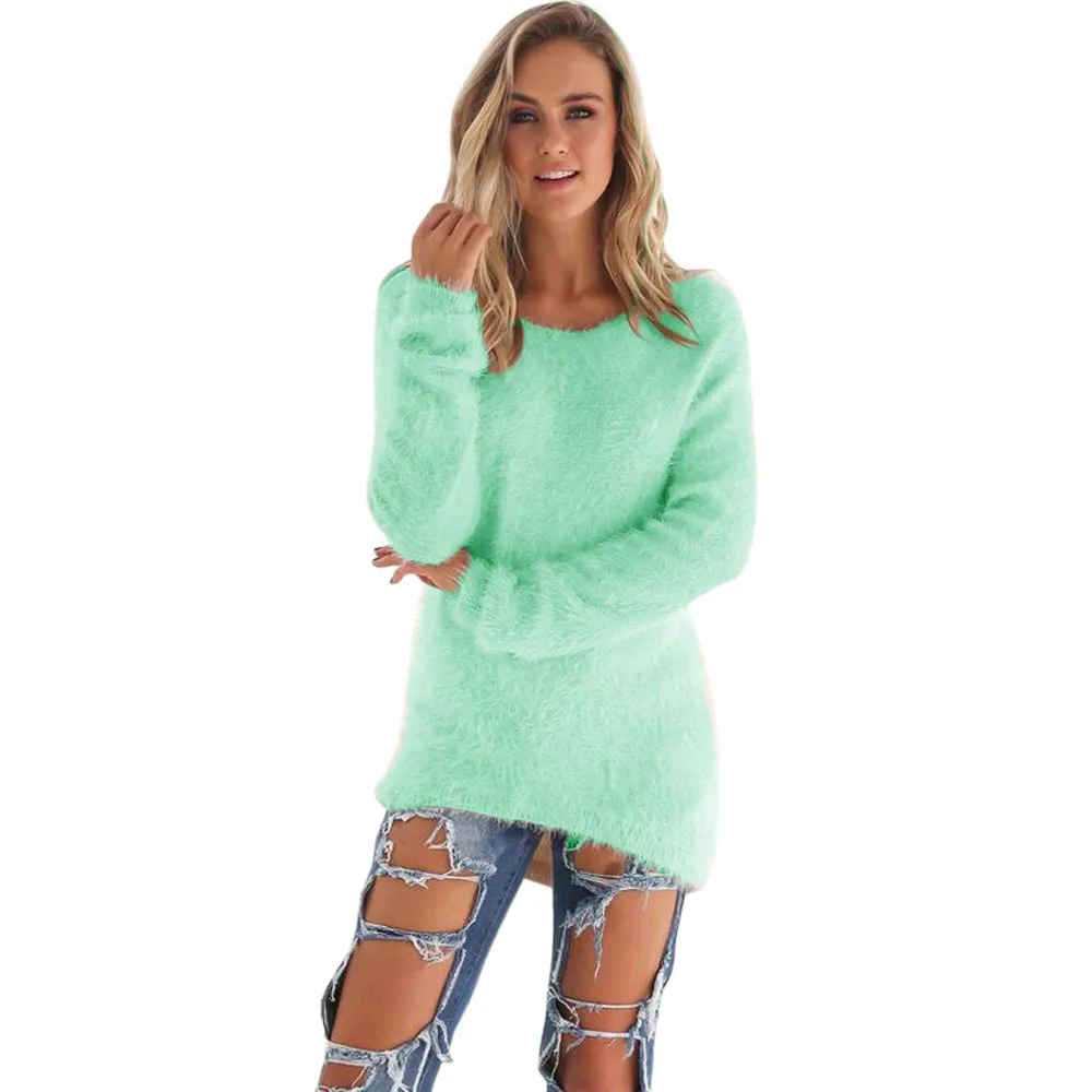 2024 donne maglione caldo primavera o-collo sciolto cotone lavorato a maglia maglione lungo Pullover Casual camicetta Oversize sueteres