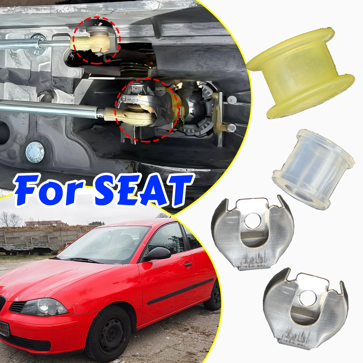 

4pc for SEAT Ibiza 6L 6J 2002-2015 Manual Trans Gearshift Cable Control Bushing Lock Washer End Rod Repair Kit Spare Parts Lever