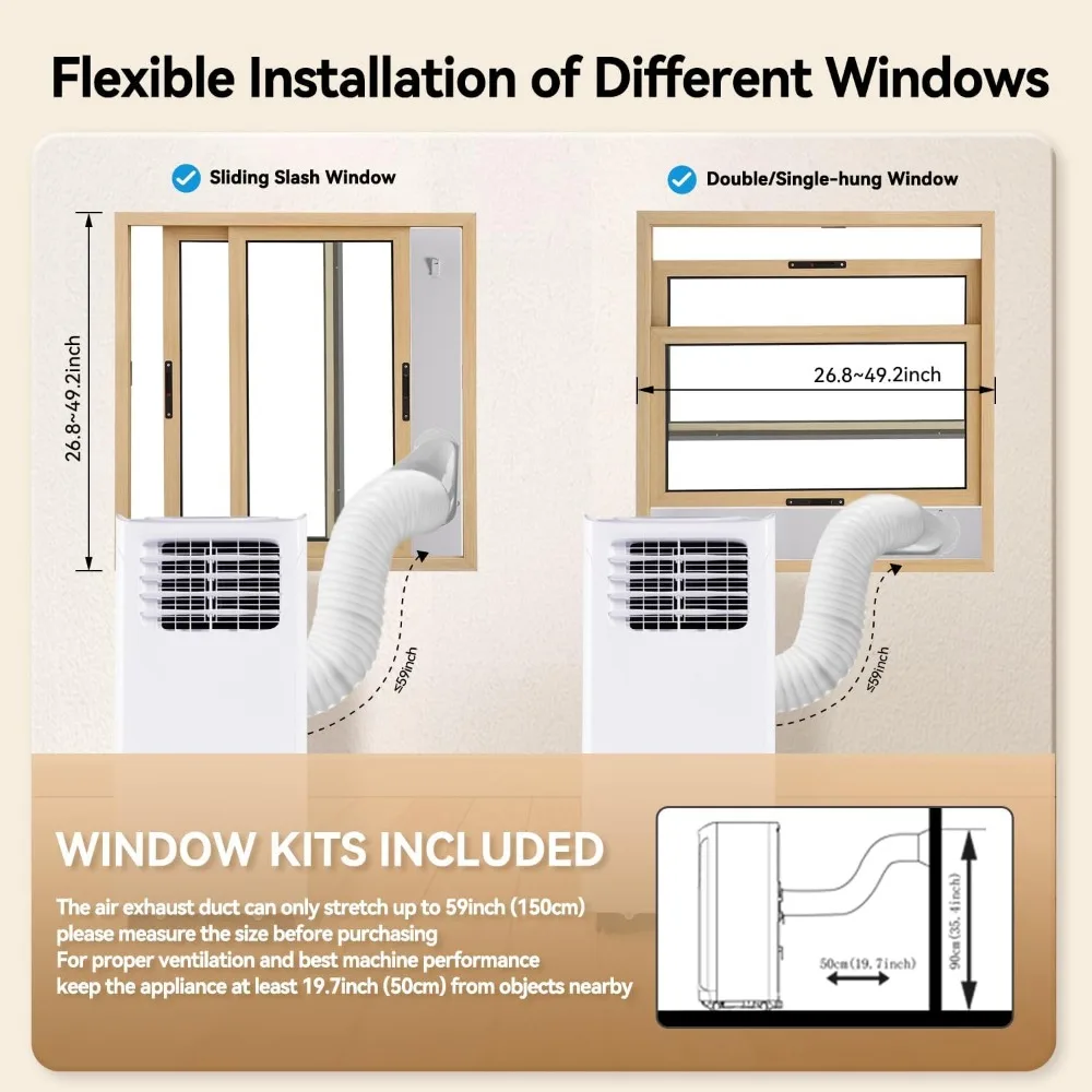 Air Conditioners 4-in-1 with Cooling, Dehumidifier, Fan, 24H Timer, Includes Window Mount Kit, Portable Air Conditioner