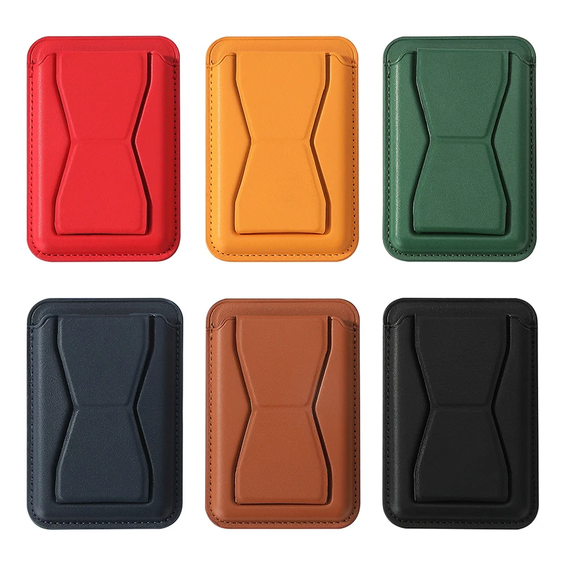 

Магнитный чехол-кошелек из искусственной кожи, универсальная подставка для мобильного телефона для магнитного держателя карт, карманный чехол с кронштейном, сумка для карт