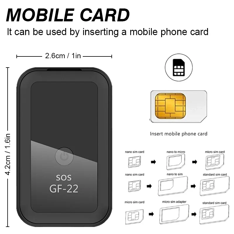 Dispositivo rastreador GPS de GF-22, rastreador de coche en tiempo Real, Control de voz, Mini posicionamiento preciso, dispositivo localizador antipérdida 2024