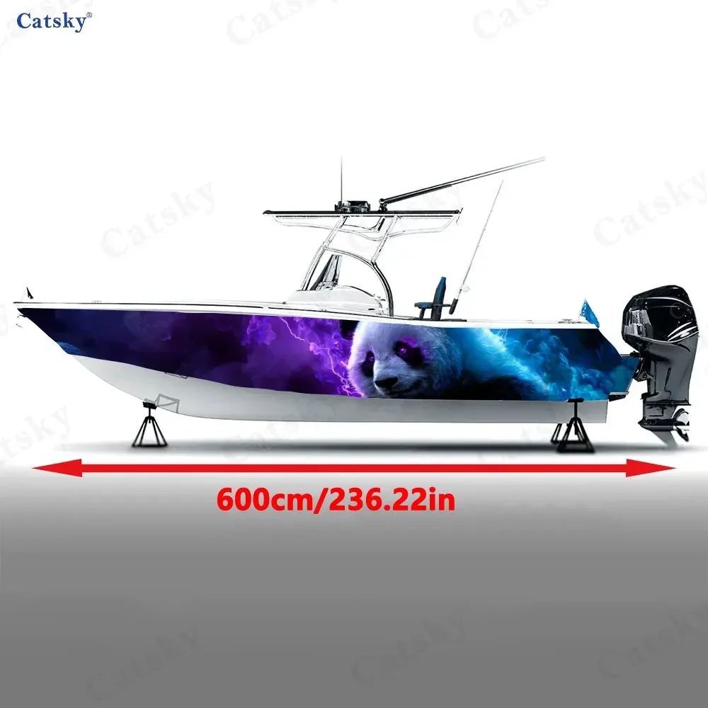 2Pcs Psychedelic Panda Boat Stickers, PVC Waterproof Durable Vinyl Wrap Decals for Fishing Boats, Durable and Stylish Design