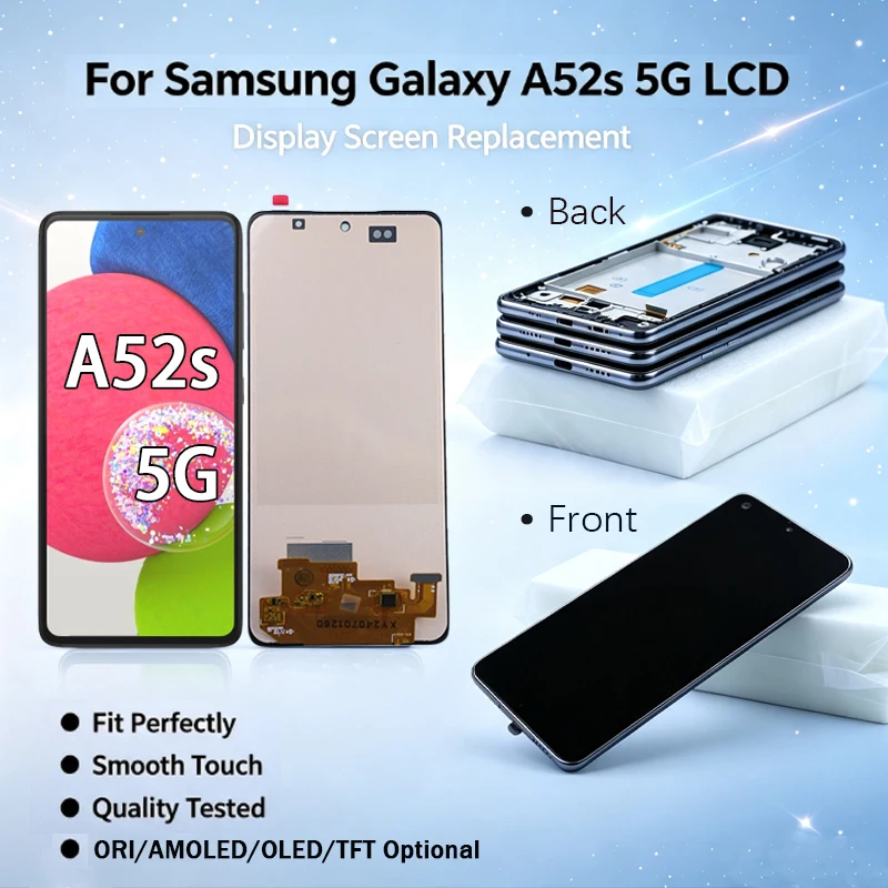 A52S For Samsung Galaxy A52s 5G SM-A528B AMOLED TFT LCD Touch Digitizer Display Assembly Replacement Spare Repair Screen Parts