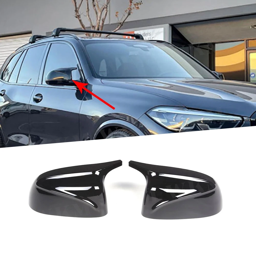 

ABS Rear Side Mirror Cover Car Side View Mirror Cover Caps for BMW X5 G05 2019+ Car Styling 2Pcs/set Replacement Gloss Black