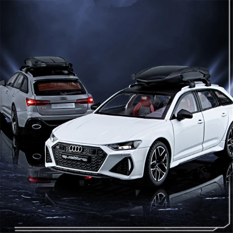 Modèle de voiture de sport en métal moulé sous pression Audi RS6, alliage Avant Station Wagon, simulation sonore et lumineuse, cadeaux jouets pour