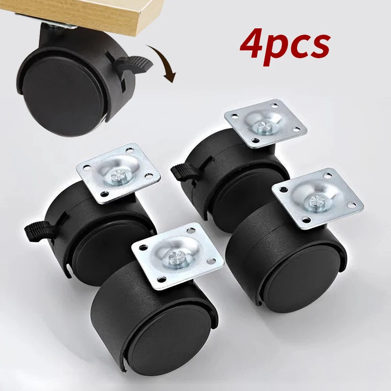 4pcs Wheels, Universal Wheel, Brake Wheel Swivel Wheel, Black Furniture Wheel, Used for Cabinets, Shelves, and Small Carts
