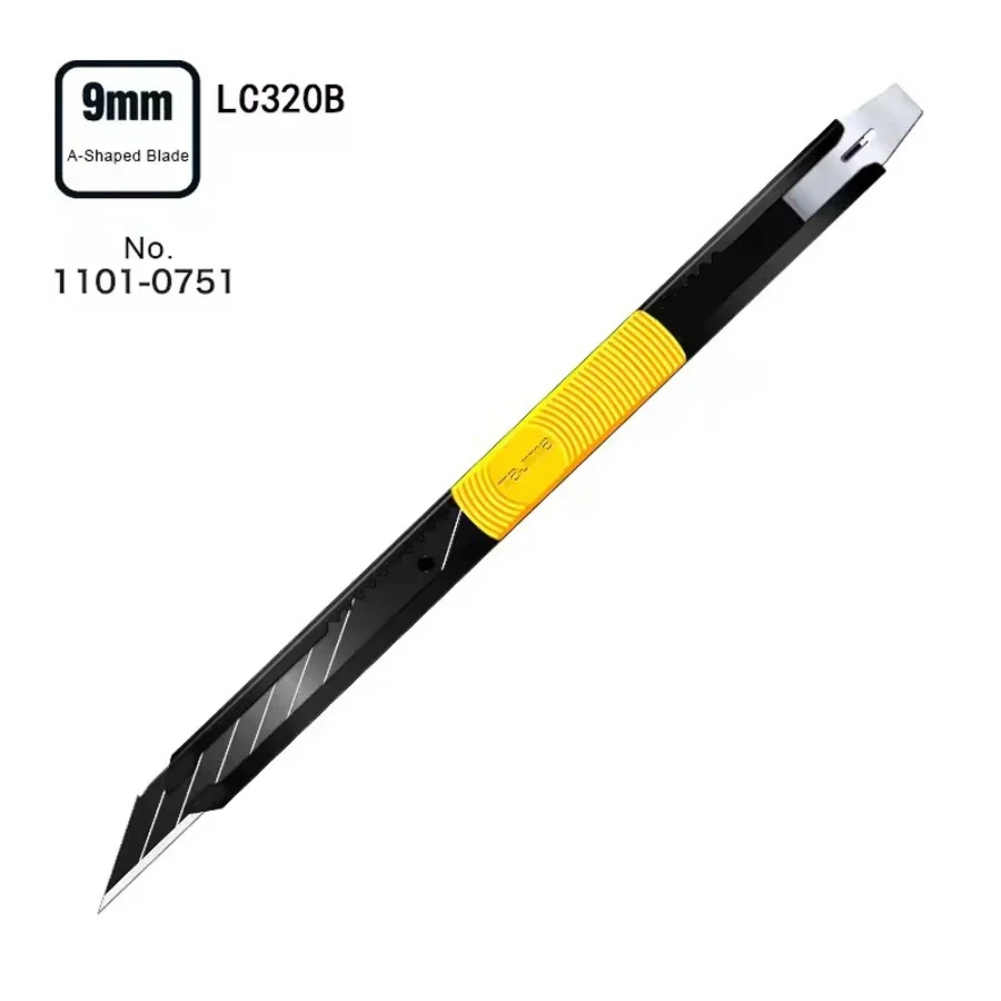 TAJIMA Mini Utility Knife with 9mm-width A-type Stainless Steel Blades and Push Button Rugged Cutting Tools LC320B (1101-0751)
