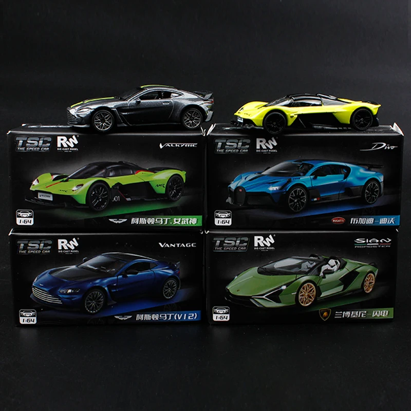 TSC 1/64  Aston Martin Valkyrie Diecast Automotive Model The Lamborghini Lightning Ornaments Cas Toys Gift Decorations