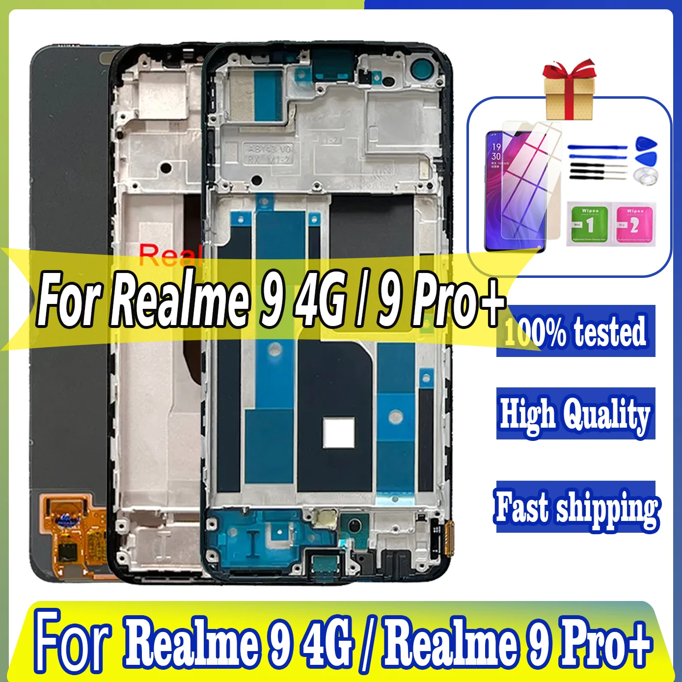 

Digitizer 6.4" AMOLED For Oppo Realme 9 RMX3521 LCD For Realme 9 Pro+ 9 Pro Plus RRMX3392 With fingerprint Display Touch Panel