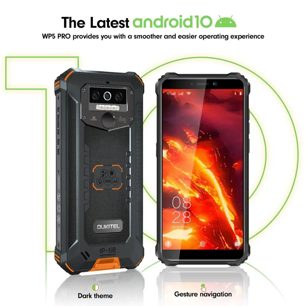 Imagem -03 - Pro Smartphone Telefone Móvel Robusto 4gb 64gb 8000mah 5.5 hd Mais Octa Core Android 10 13mp Câmera Tripla Telefone Celular Ip68 Oukitel-wp5