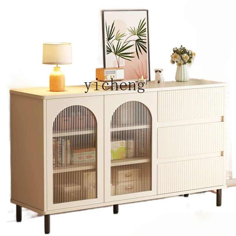 ZC Chest of Drawers Storage Cabinet Bedroom Tailstock Storage Cabinet Cream Style Locker Living Room Wall Drawer Cabinet