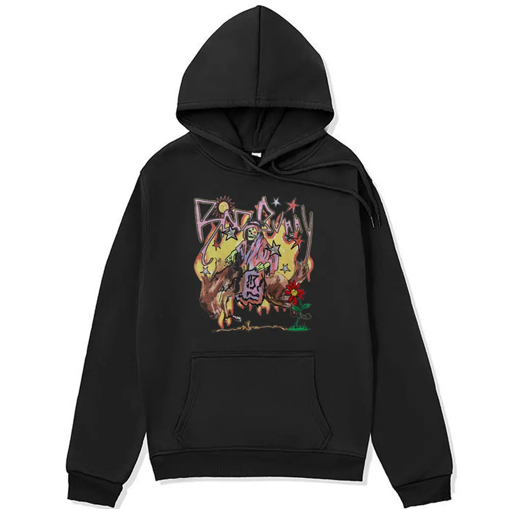 Sudadera con capucha de concierto de rapero Bad Bunny para hombre, jersey de forro polar de gran tamaño, sudadera con gráfico de Nadie Sabe Loque Va A Pasar Manana, Invierno