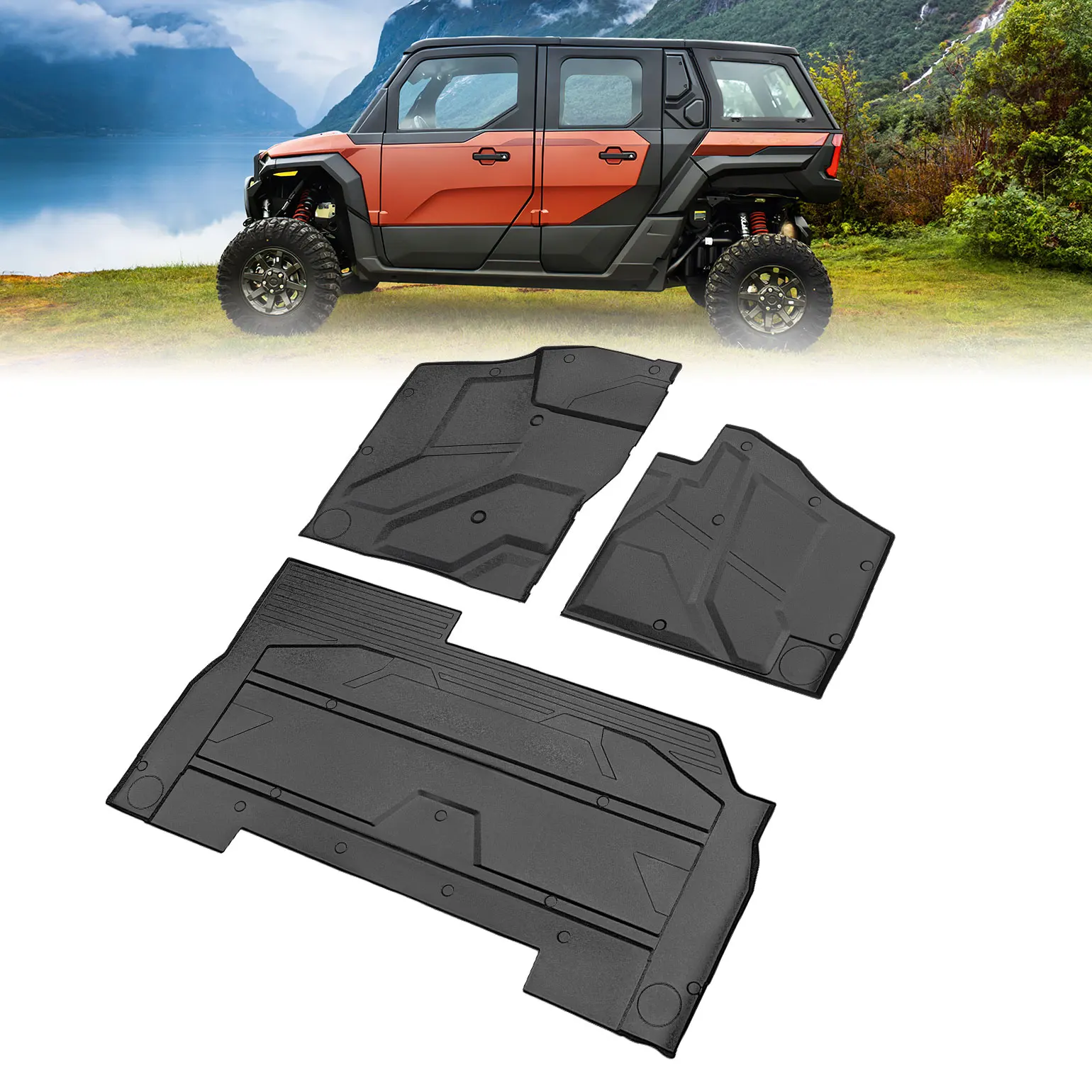 

KEMIMOTO UTV Front Rear Anti-Slip Footwell Mat TPE Floor Mat Compatible with Polaris Xpedition XP/ADV/XP 5/ADV 5 2024+ 2PCS 3PCS