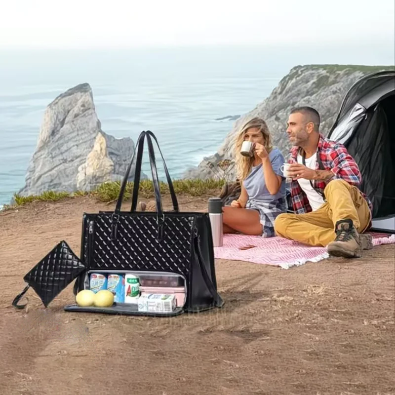 

Lunch Bag for Women 15.6 Inch 2-in-1 Lunch Tote Bag Combo Laptop Bag Multipurpose Large Capacity Bag for Outdoor Camping