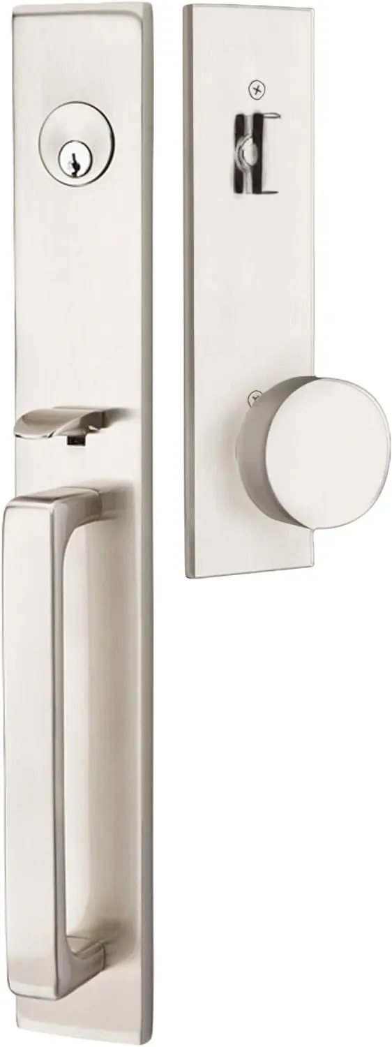 

Emtek Contemporary Tubular Entry Set: Lausanne Style with Round KNOB on The Interior Side. 2 Backset Sizes Included 2-3/8 in.