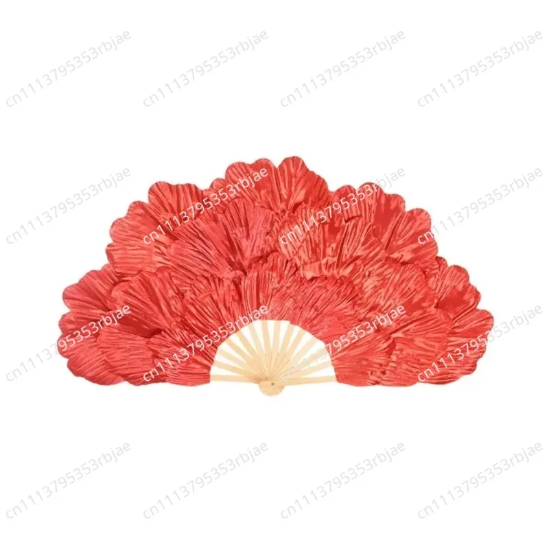 Chinese Style Peony Petal Dancing Fan Bamboo Frame Multi-layered Yangko Performance Fan Large Size Flower Folding Fan Summer