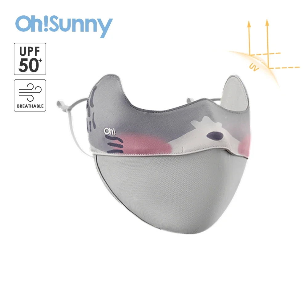 OhSunny UV Mask 2024 New Fashion Cartoon Face Cover UPF2000+ Washable Opening Nose Cool Llining Masks for Women Summer Outdoors