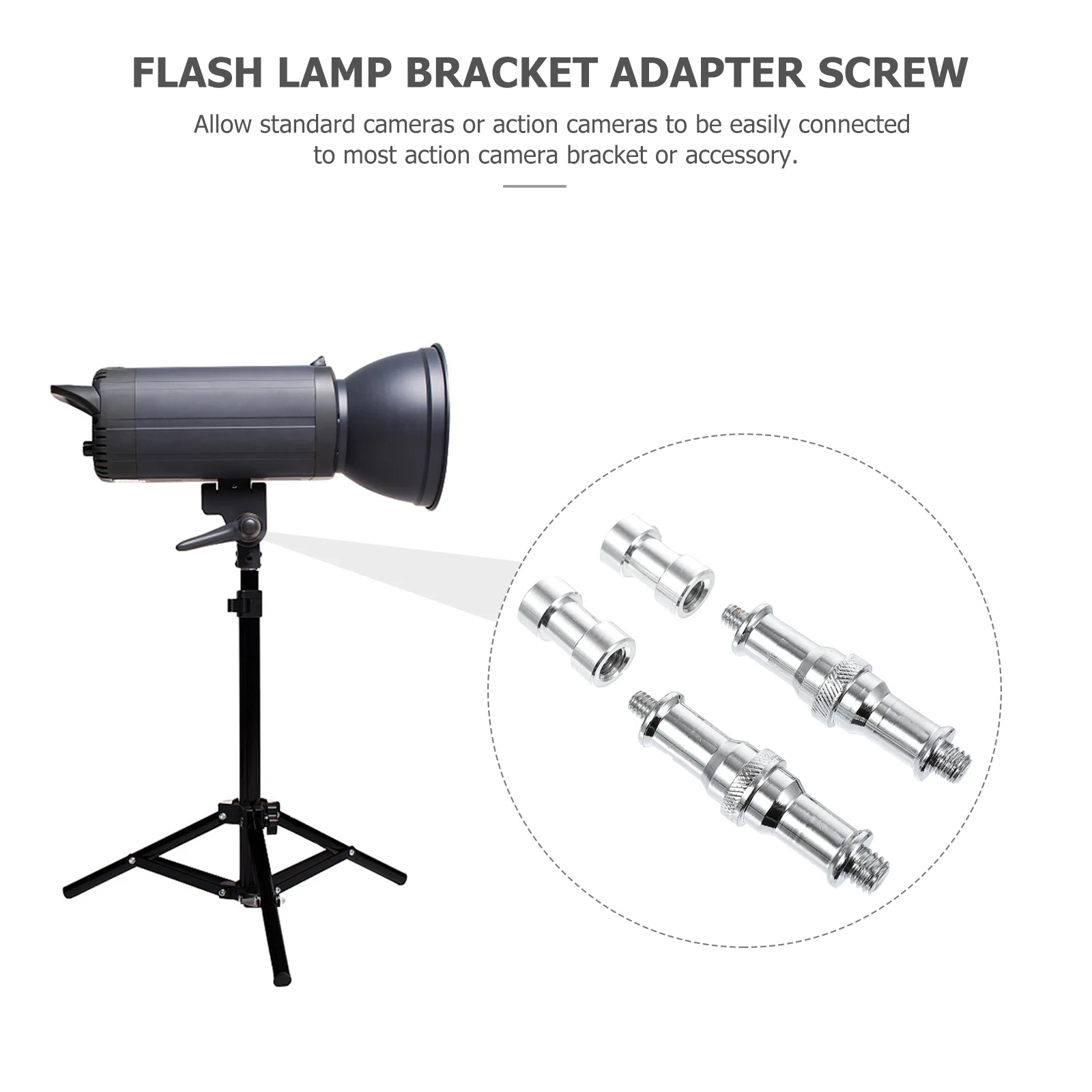 

2Sets Adapter Screw Converter Durable Aluminum Alloy Flash Light Stand Screw for Cameras Action Camera Accessories