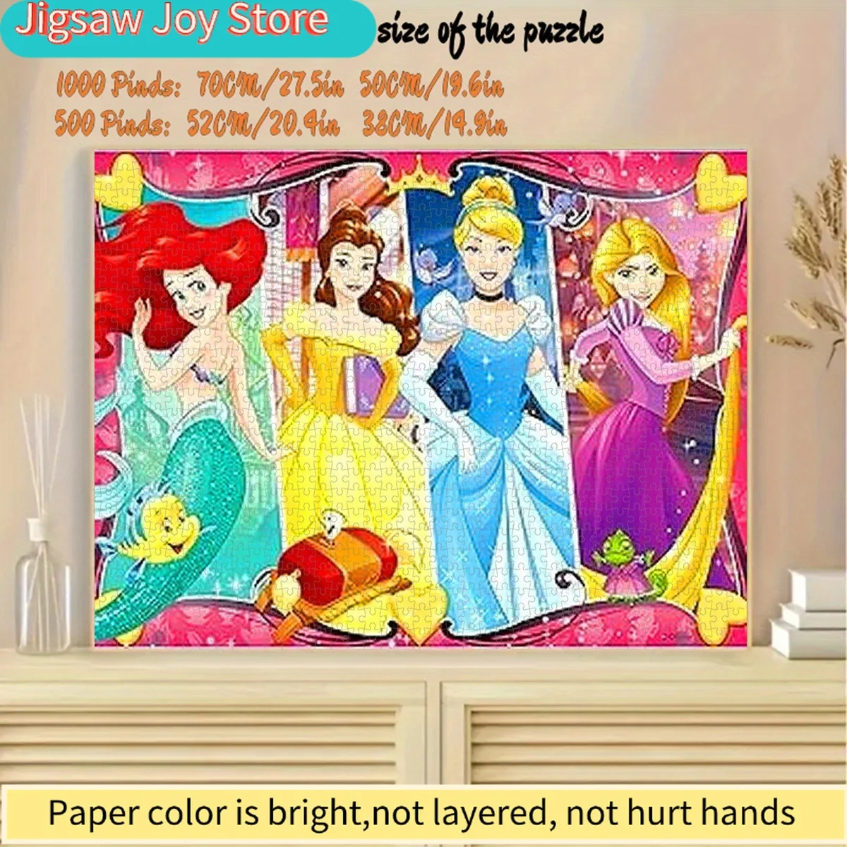 500/Disney  Paper Puzzle, DIY Puzzle, Thickened White Card Material, Adult Puzzle,  Princess Dreamy Combination Beautiful Cute