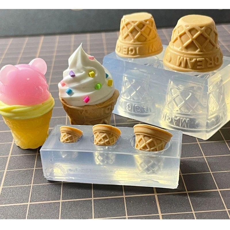 DIY Ornaments Moulds Craft Making Molds Resin Moulds Ice Cream Cone Shaped Silicone Material DIY Hand-Making Accessories