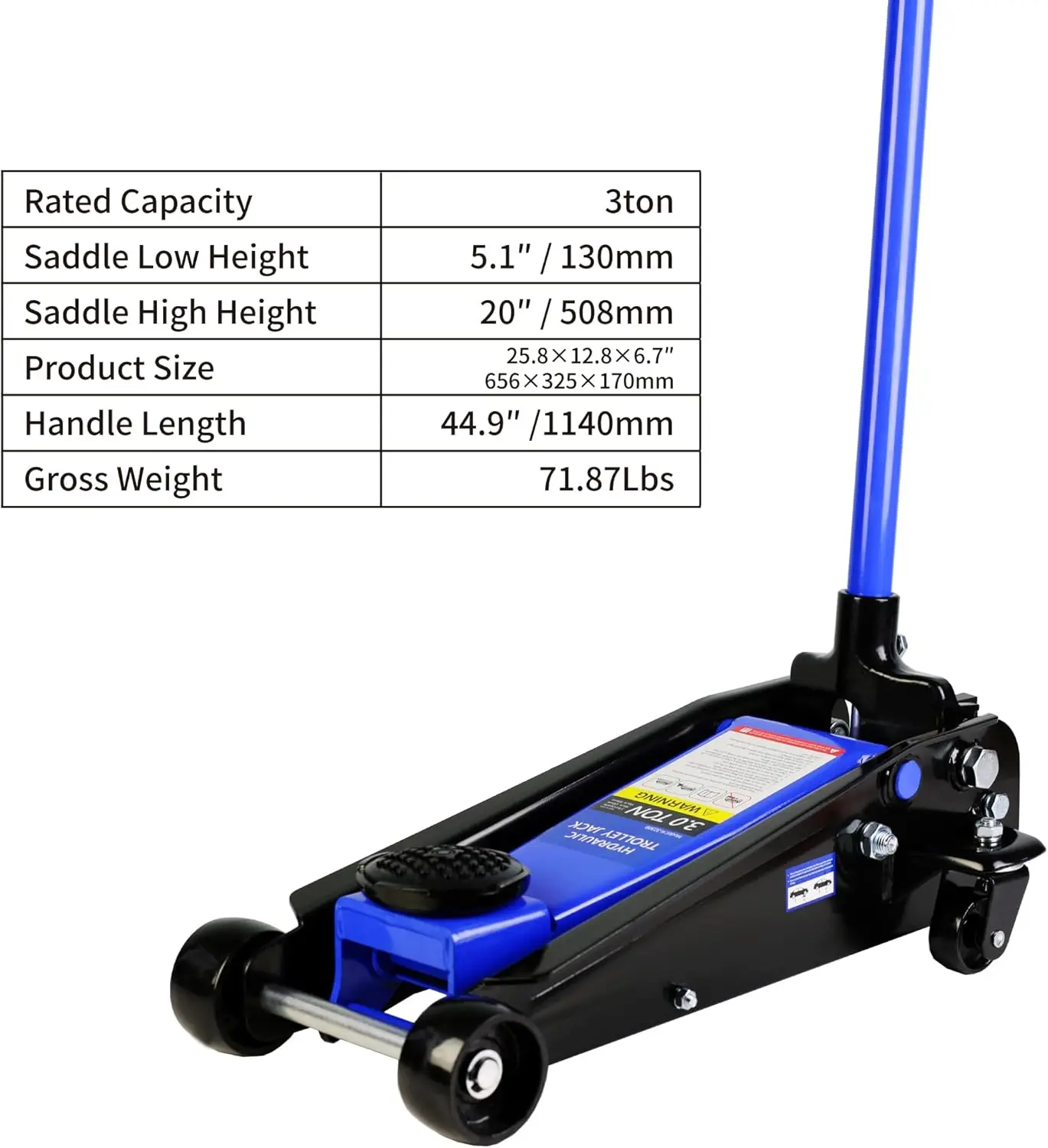 رافعة أرضية للسباق من الفولاذ منخفضة المستوى 3 طن/6000 رطل مع مضخة رفع سريعة للمكابس المزدوجة، هيدروليكية، نطاق الرفع 5.1 بوصة - 20 بوصة (أزرق) #2