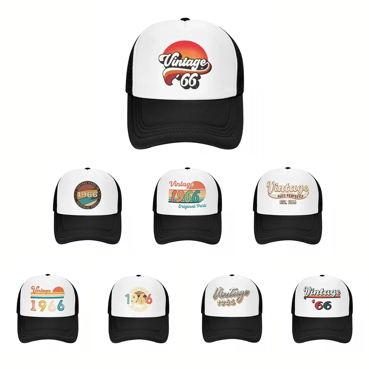 الرجعية قبعة بيسبول 1966 هدية عيد ميلاد خمر Est 56th شبكة صافي قبعة للرجال النساء الهيب هوب قبعات سائقي الشاحنات Snapback بلغت ذروتها قبعات #1