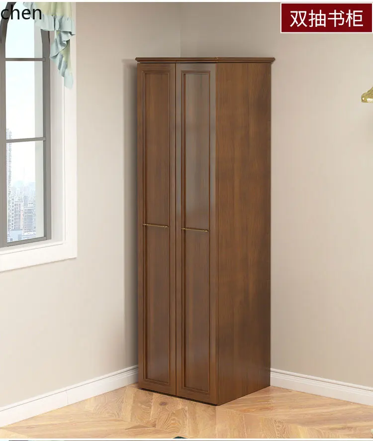 Solid Wood Bookshelf Small Apartment Side Pull-out Cabinet Storage Living Room Sofa Side Cabinet