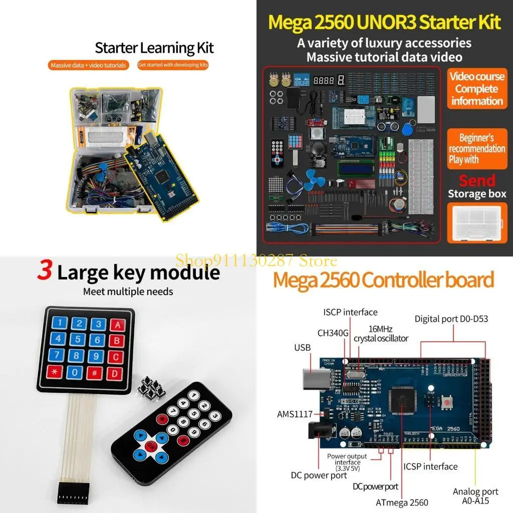 

J1HC UNO 2560 UNOR3 Nano Starter Kit for Beginners with Ultrasonic Modules and Motors