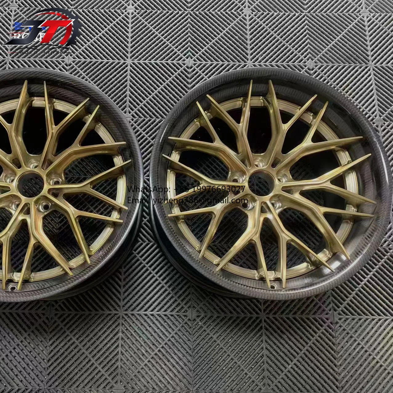 JT RCSR New Design 2 Pieces Carbon Fiber Forged Aluminum Car Wheel 5x114.3 5x120 5x112 CB 66.6 18- 24 Inch For Lamborghini