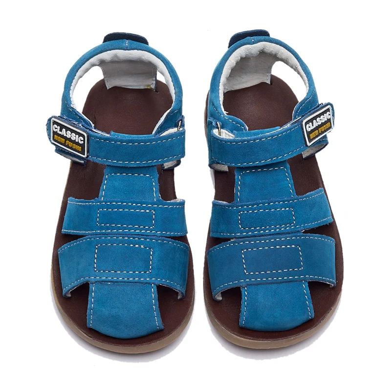 Toddler boy beach sandals closed toe genuine leather breathable casual sandals