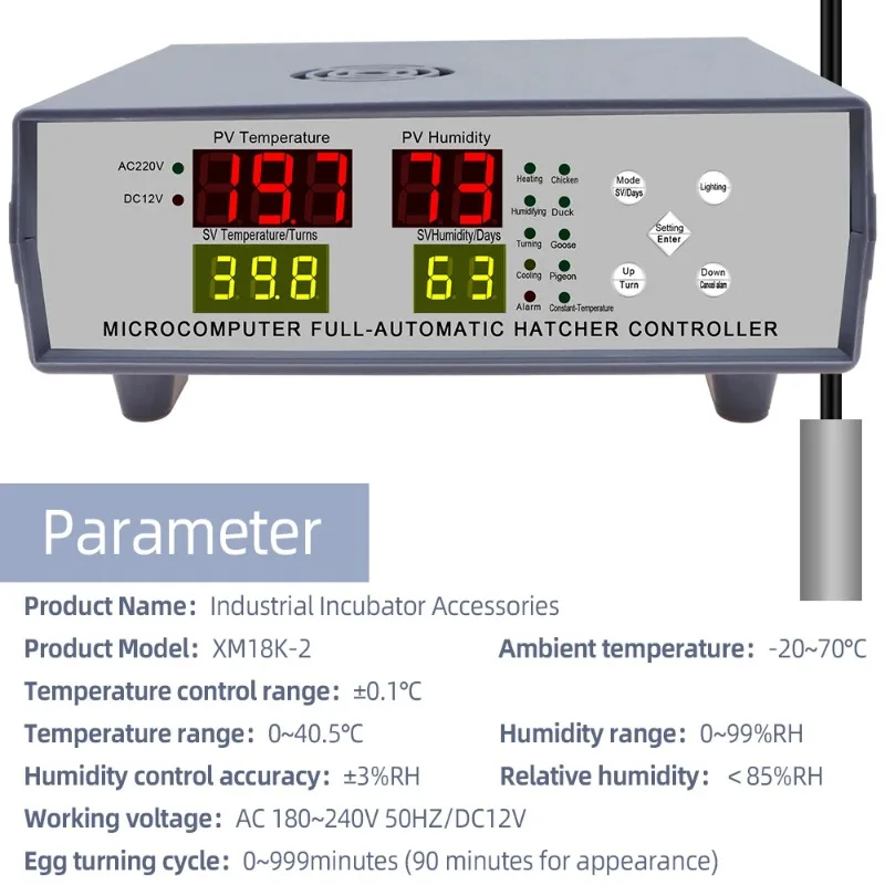 Automatic Intelligent Temperature Controller, Microcomputer Temp Humidity Control Instrument for Chicken  Goose Quail Incubator