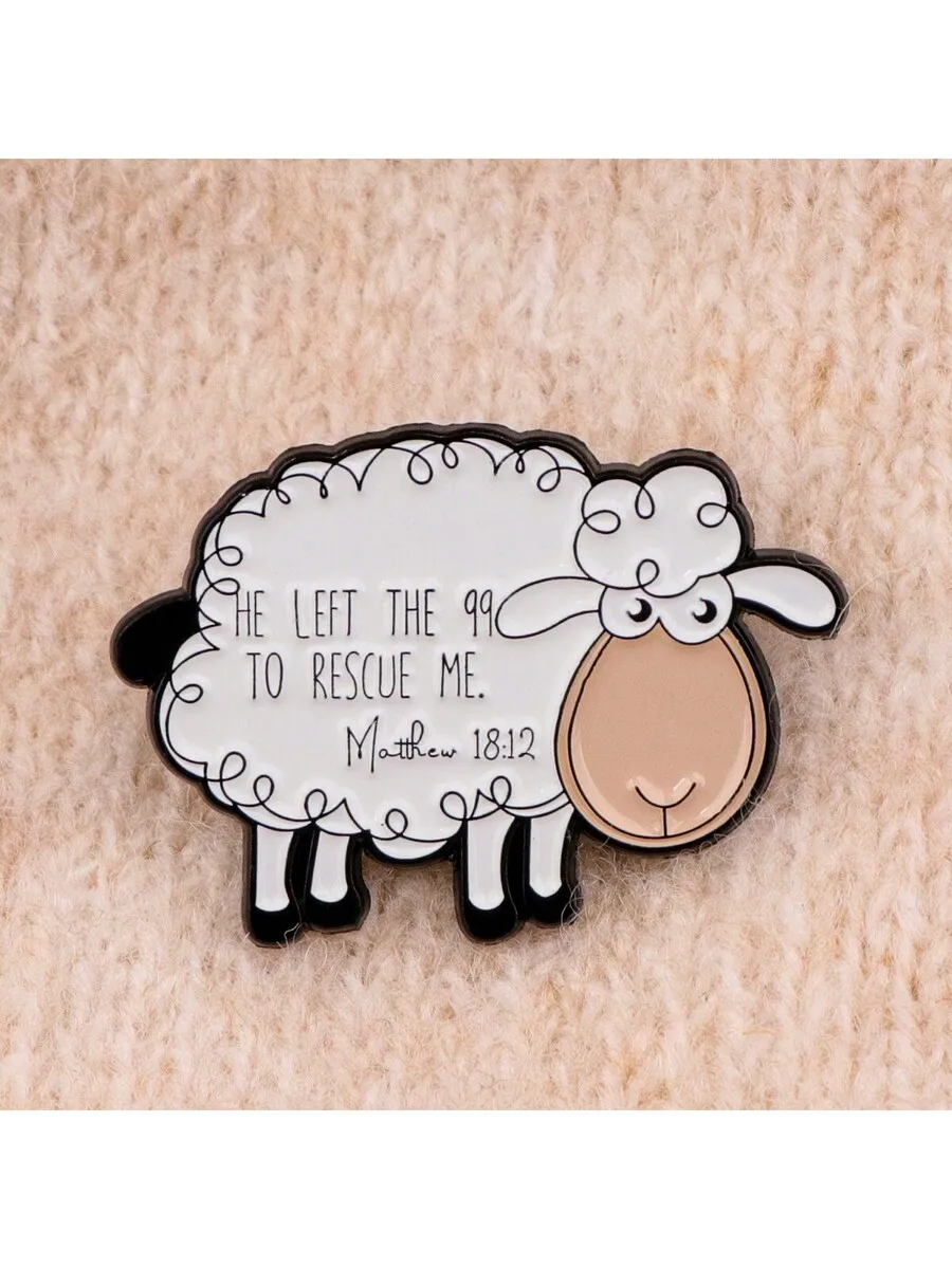 Bible Verse Sheep Enamel Brooch Cute Pin Badge
