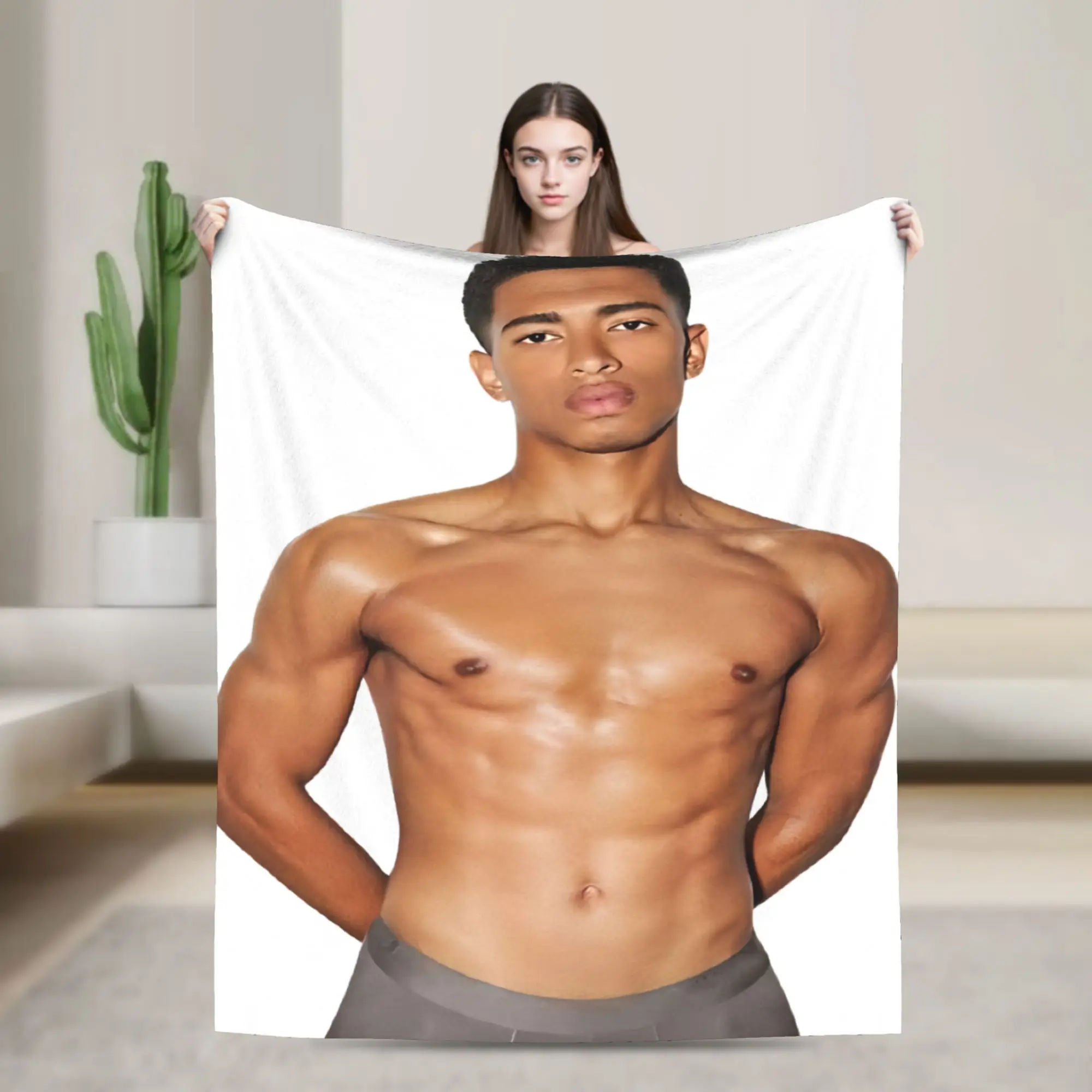 Jude Bellingham Muscular Physique Bare Body Fitness Portrait Throw Blanket Soft Blanket For Outdoor Flannel Bedspread Bed Cover