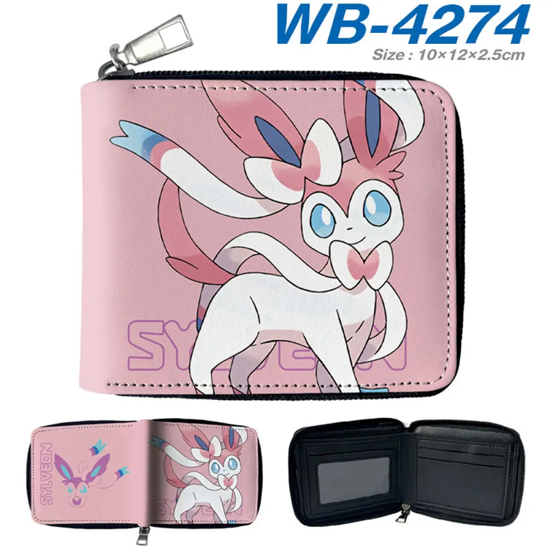 Pokemon Anime Coin Purse Action Figures Kawaii Pikachu Gengar Fashion Zipper Leather Wallet Kids Adult Birthday Gift