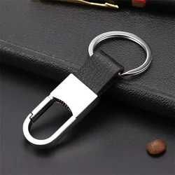 1Pcs Metal Leather Car Keychain Convenient Key Ring Buckle Design Fine Workmanship Black,Brown Compact And Lightweight Accessori