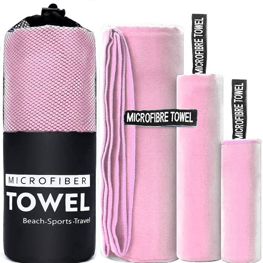 1PC Baby Pink Microfiber Towel Perfect Travel Gym Camping Towel Quick Dry Super Absorbent  Ultra Compact Lightweight Beach Towel