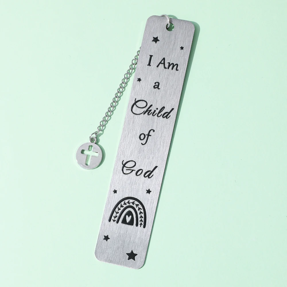 

Religious style metal bookmark (with cross decoration) - "I Am a Child of God" faith quote, preferred for Christians, spiritual.
