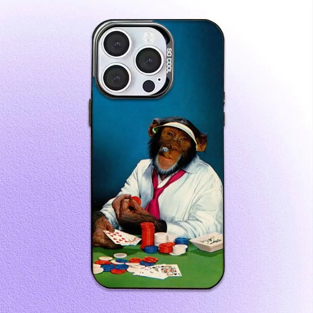 Monkey Gorilla Ape COOL  Phone Case For iPhone17,16,15,14,13,12,11 Plus,Pro Max Colored Silver Plated Inside Cover