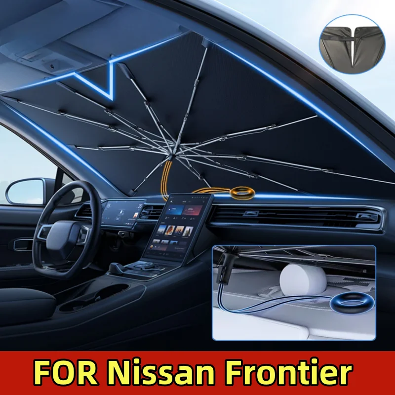 

FOR Nissan Frontier Windshield Sunshade Pull Rope Scratch-resistant handle Windshield Sunshade - Double-layer fabric upgrade