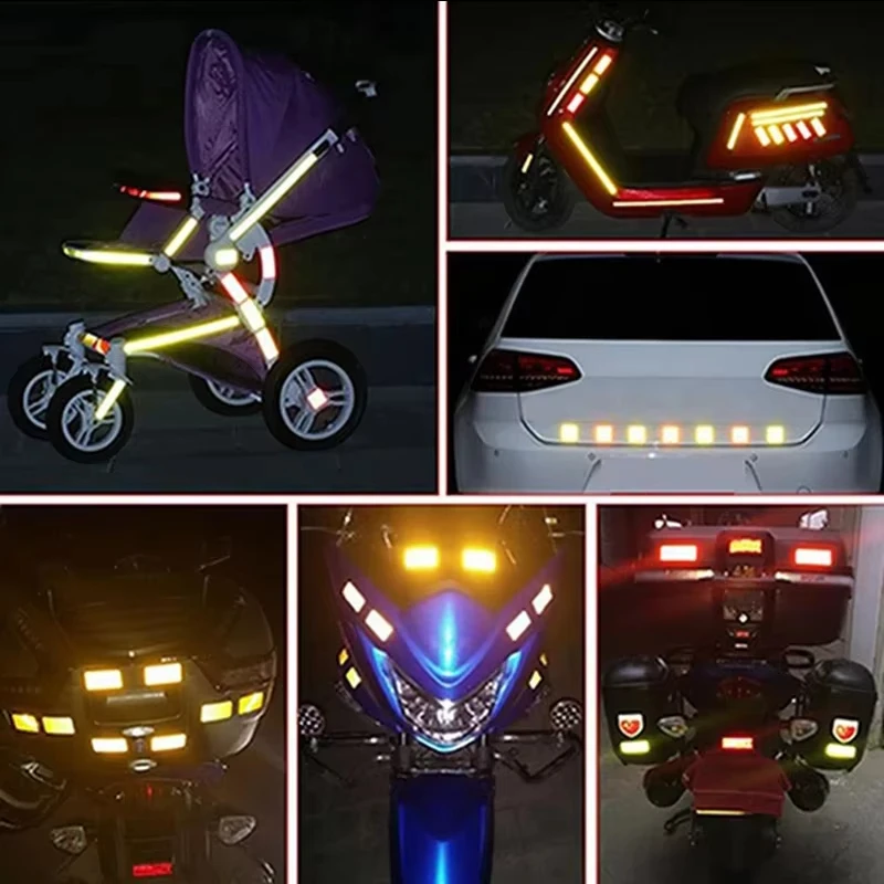 10Pcs Car Bumper Reflective Safety Strip Stickers Warning Tape High Visibility Waterproof Night Driving Vehicle Accessory