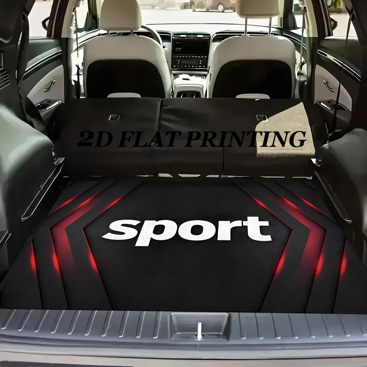 1pc Non-Slip Stylish Car Trunk Mat, SPORT Gradient Racing Car Background Pattern Design - Durable Material, Keeps Trunk Dry And