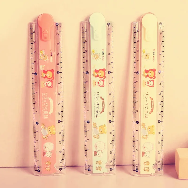 AIHAO 75012 Rilakkuma 15CM Folded Ruler Plastic Geometry Maths Square Drawing Stationery Angle Rulers School Supplies Kawaii