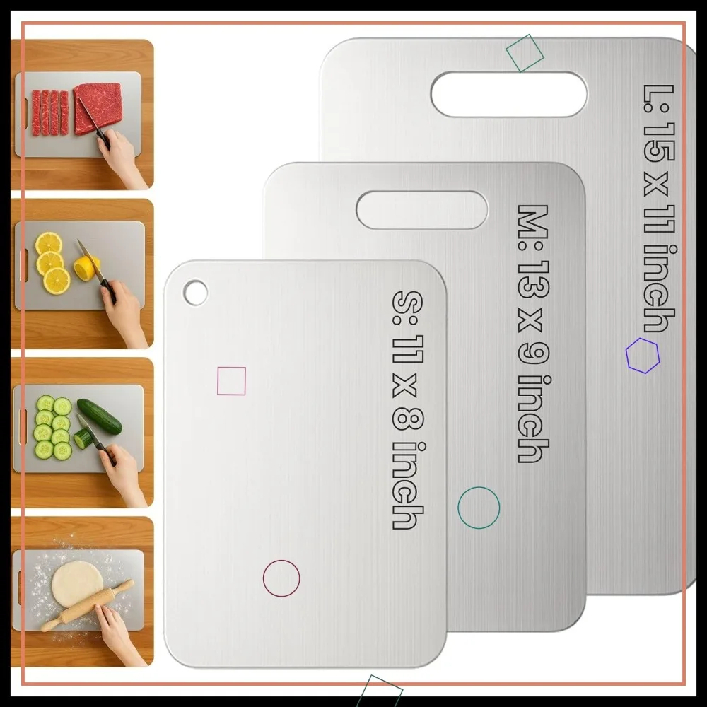 

3-Piece Titanium Cutting Board Set, Non-Stick Kitchen Chopping Boards, Durable & Hygienic (S+M+L)