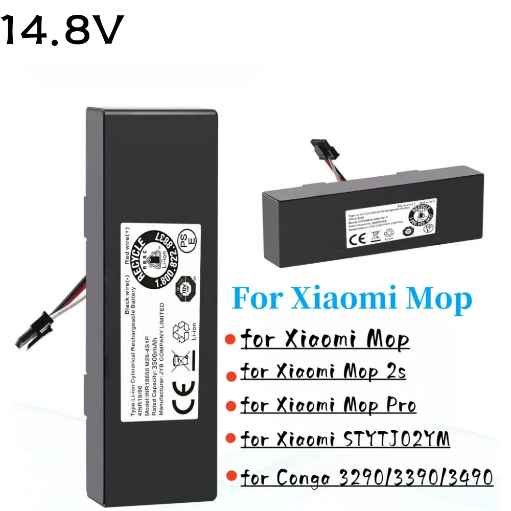 

STYTJ02YM Battery 14.8V 3500mAh for Xiaomi Mijia Mi Robot Vacuum-Mop P INR18650 MH1-4S1P-SC , Mi Robot Vacuum-Mop 2S/Haier JX37.