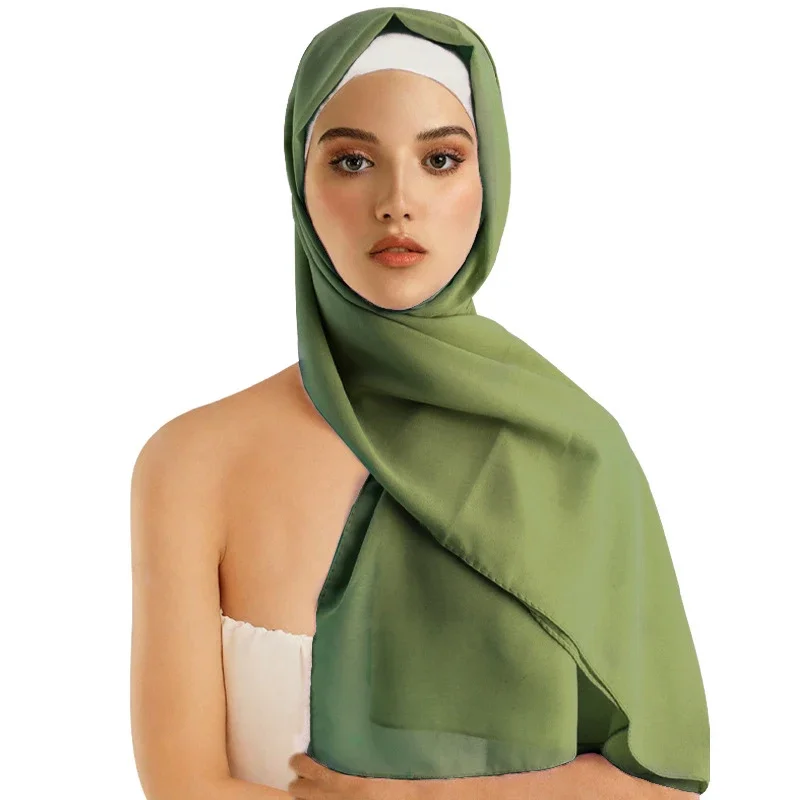 مسلم الشيفون الحجاب وشاح المرأة طويلة بلون رئيس التفاف للنساء الحجاب والأوشحة السيدات مسلم الحجاب جيرسي الحجاب 170*70 سنتيمتر