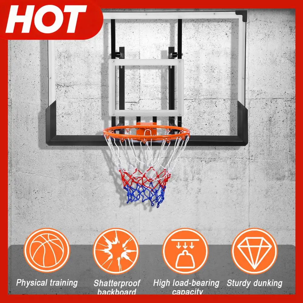 

47-Inch Wall Mounted Backboard and Rim Combo Backboard Rim Combo for Garage Indoor & Outdoor Use