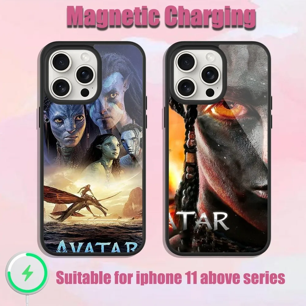 Film Avatar Phone Case For iPhone 13 15 11 12 14 Plus Pro Max Glass Charging Magsafe Magnetic Cover