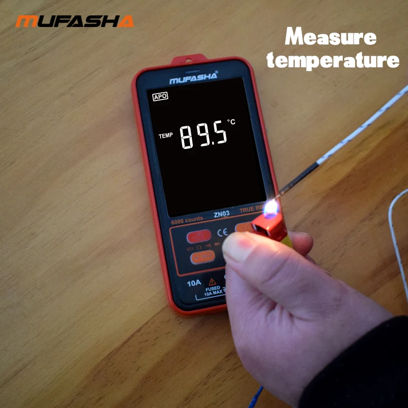 MUFASHA Multimeter Professional 6000 Counts HD Color Screen Ultrathin Intelligent OHM NCV Voltage Meter