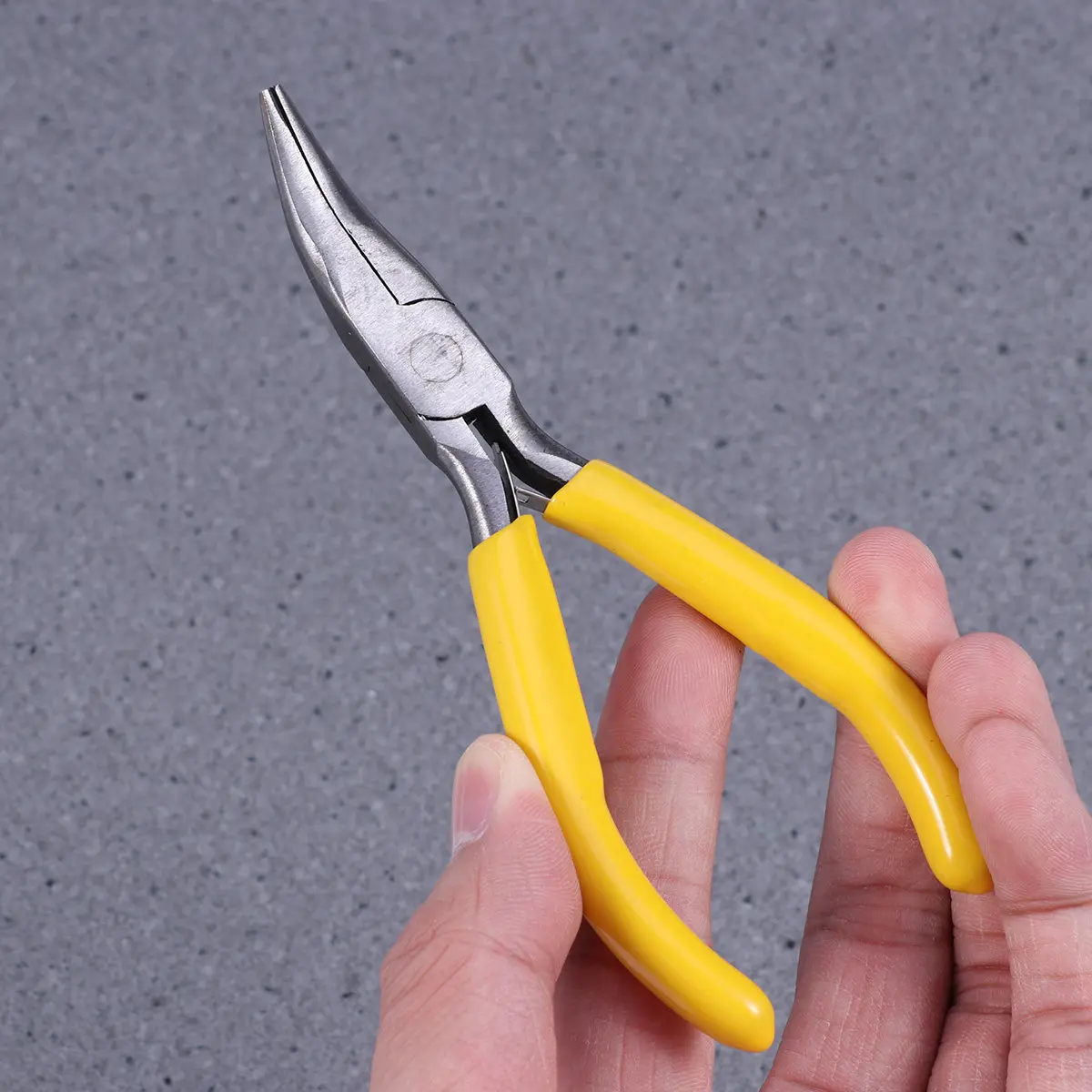 Mini Bent Nose Pliers 5 Inch Carbon Steel Grip Cushion Handles for Jewelry Making Craft DIY Electronics Wire Work Tool