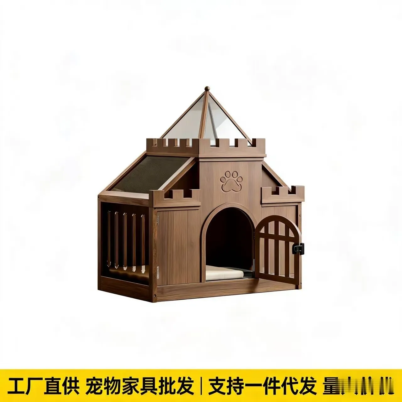 Direct supply from the source factory Wooden MDF or solid wood castle Wooden fence door Kennel cat litter